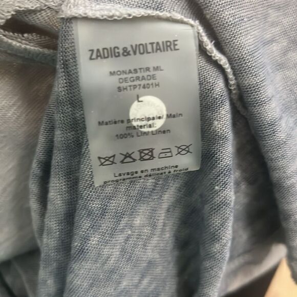 ZADIG & VOLTAIRE MONASTIR T-SHIRT 100% LINEN SIZE L - Picture 6 of 11
